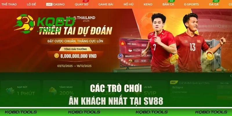 Các trò chơi ăn khách nhất tại SV88 